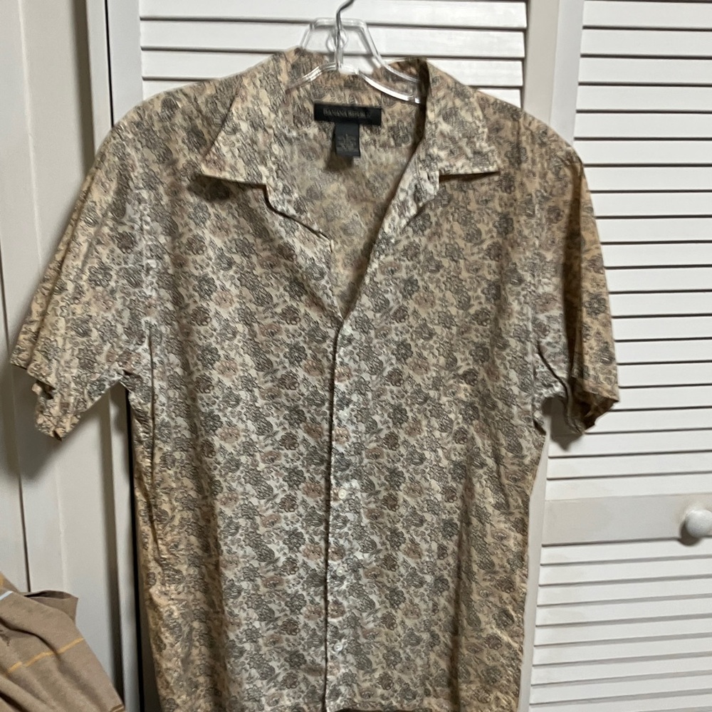 Banana Republic Beige Floral Men's Shirt